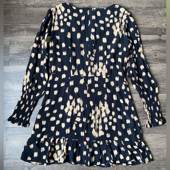 French Connection Women’s Black and Cream Patterned Mini Dress Size 8 - Picture 3 of 11